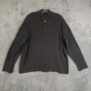 Eddie Bauer Mens Sweater Pullover Crew‎ Mock Neck Knit 1/4 Zip Black XL